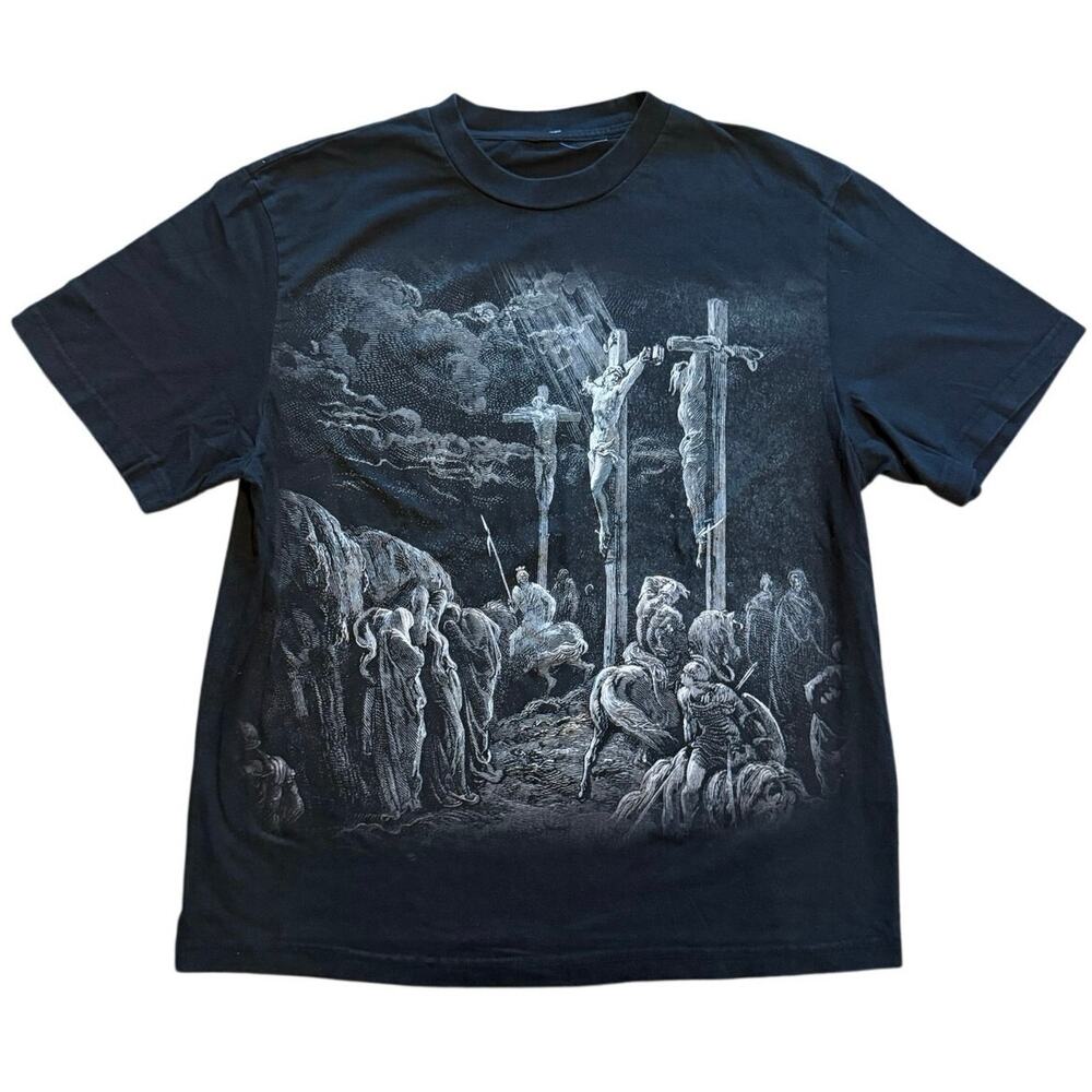 Gustave Dore Crucifixion Shirt Isaiah 53:5 Gothic Double Sided Graphic Large